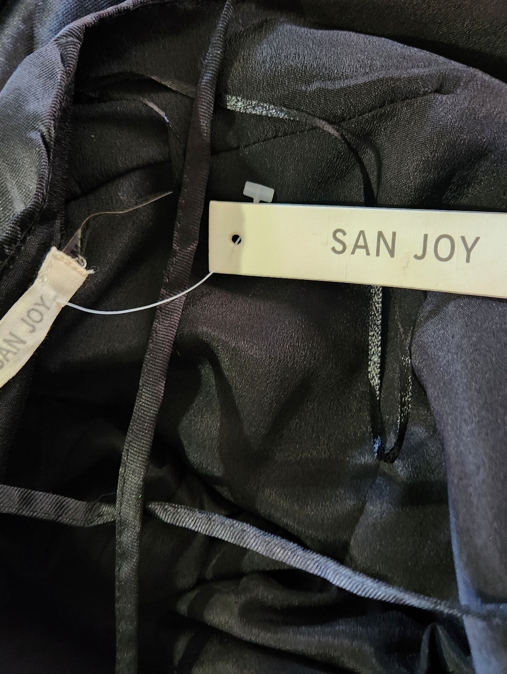 San Joy Black Satin Fit-and-Flare Dress - Picture 4 of 7